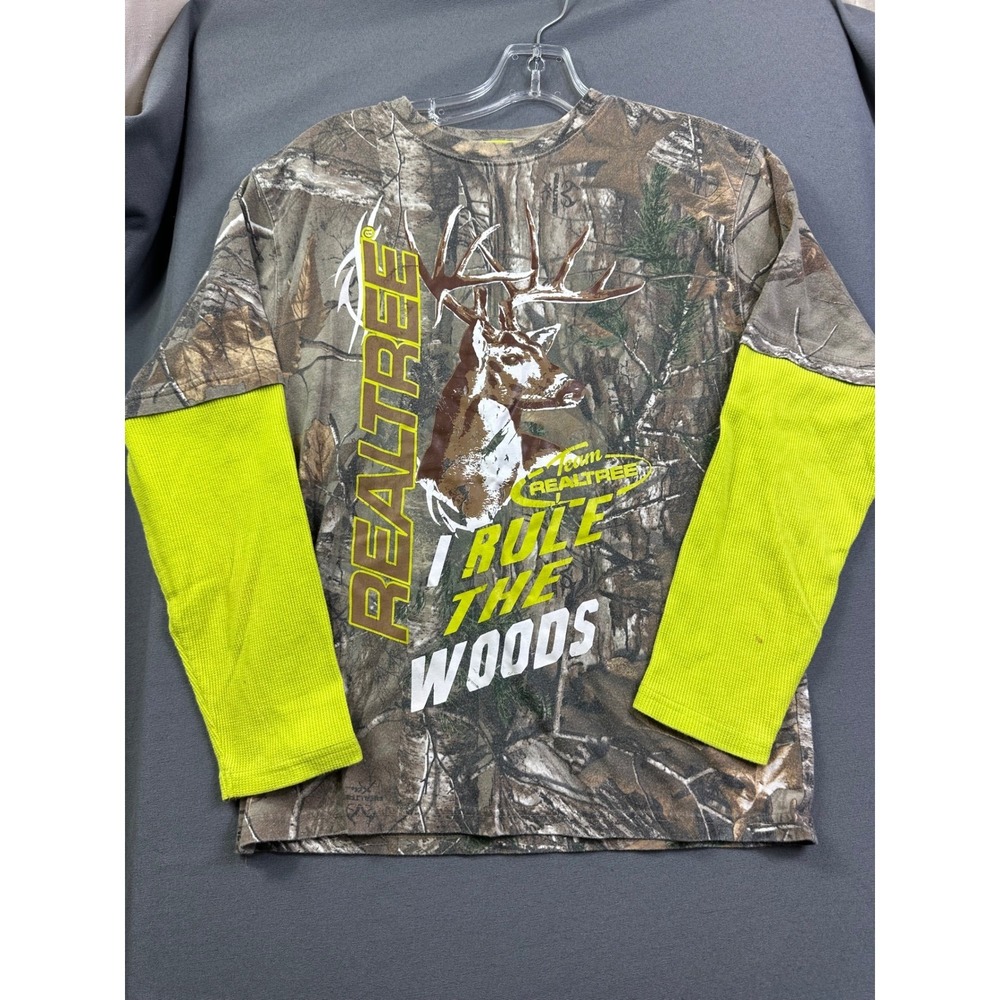 Realtree Kids XL 14-16 Camo I Rule The Woods Graphic Long Sleeve Shirt Neon Buck